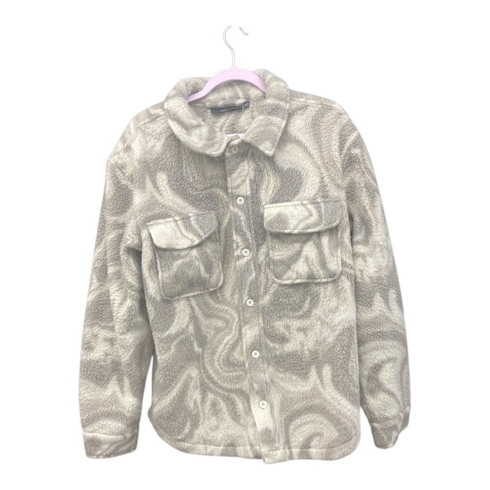 Patterned Button-Up Fleece Jacket size medium loose fit - Picture 2 of 8